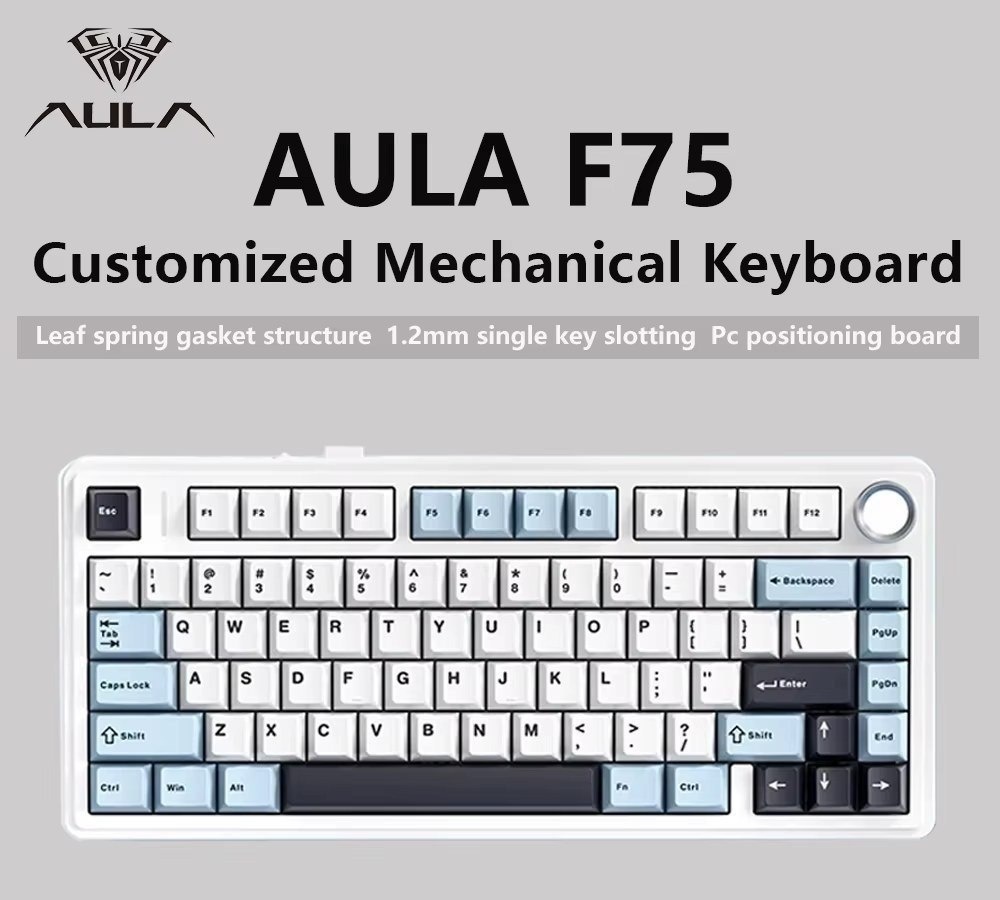 Teclado Mecânico Aula F75 Sem Fio RGB 75