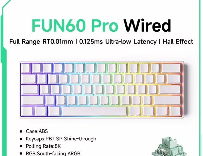 Magnetic Keyboard e-Sports Akko Fun 60 Pro, Rapid Trigger, 8000Hz, RGB
