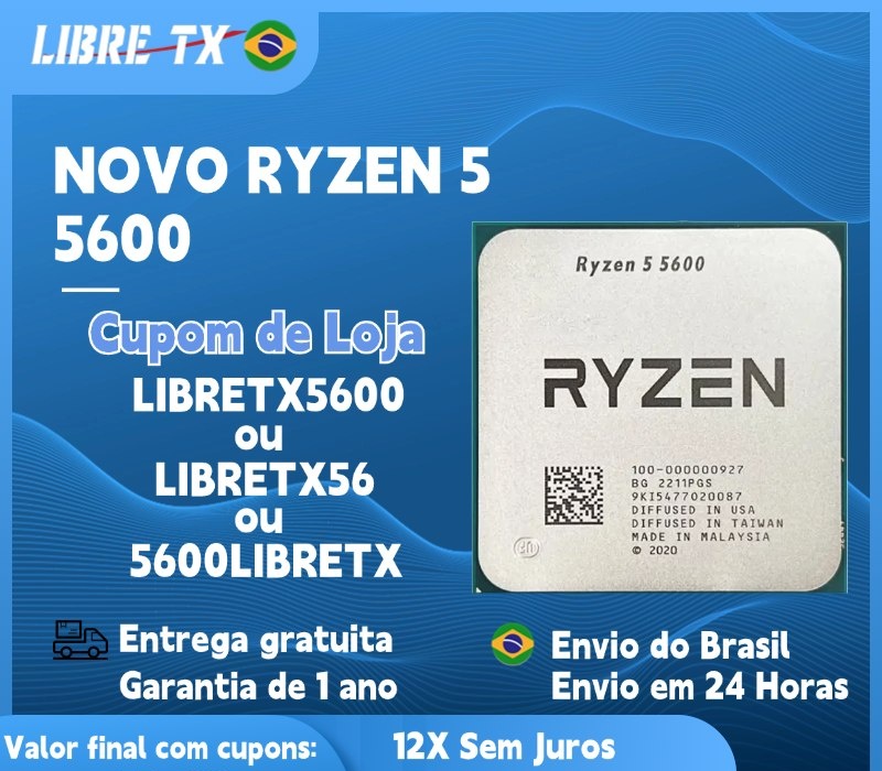 Processador AMD  Ryzen 5 5600 CPU AM4 Novo