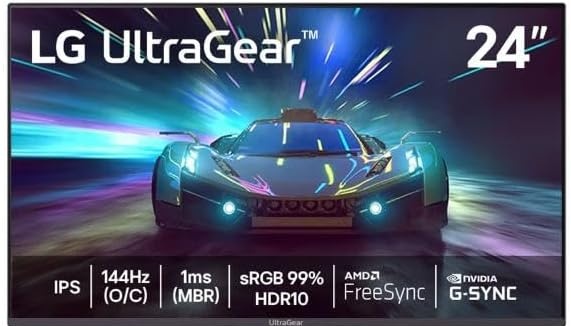 Monitor Gamer LG UltraGear 24 IPS 144Hz OC 1ms MBR Full HD 1920x1080 HDR10 NVIDIA G-SYNC AMD FreeSync, Preto - 24G411A