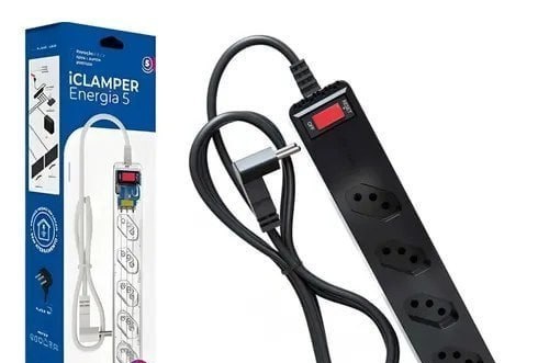 Filtro Clamper 5 Tomadas Pc Gamer 1270  2200w Bivolt Cor Preto