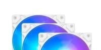 Kit com 3 Ventoinhas Rise Mode X Led Rainbow, 120mm, Branco - RM-
