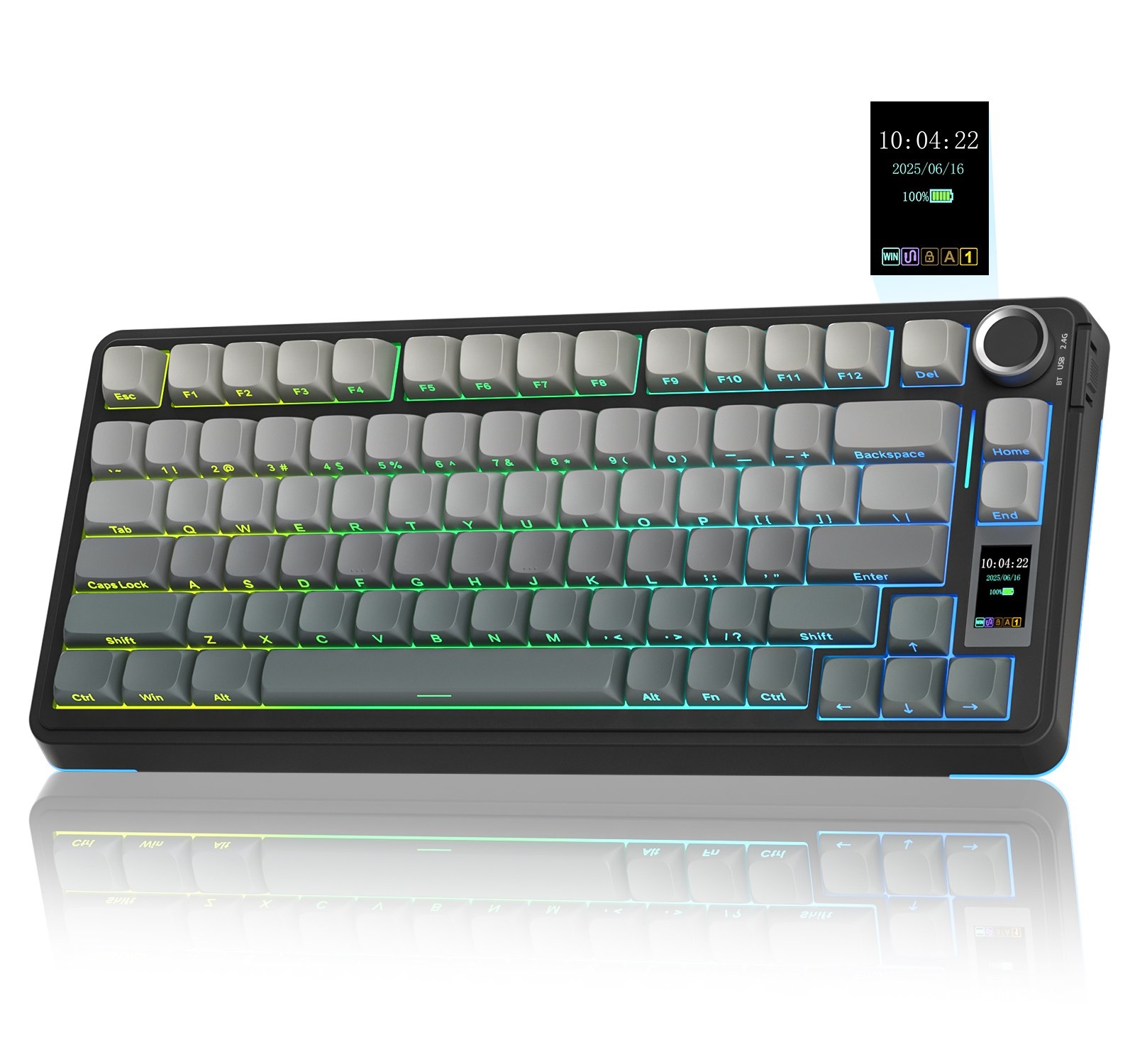 Teclado Gamer AULA S75Pro 75 com Luz RGB e Tela TFT, Teclado Mecânico Hot-Swappable para Jogos e Escritório