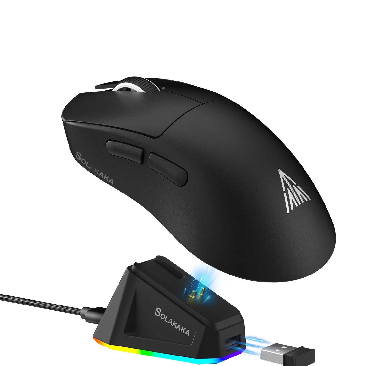 Mouse Gamer SOLAKAKA SM822 SM820 Tri-Mode 2.4GHzBluetoothCom Fio PAW3311 24000DPI com Função Macro e Base de Carregamento