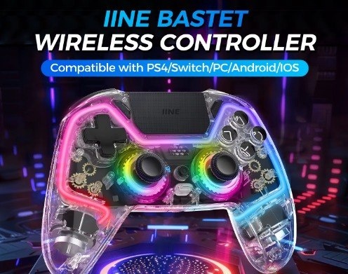 Controle para PS4 IINE BASTET com Hall Effect, Analógico Magnético