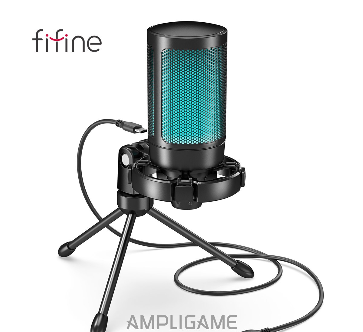 Microfone FIFINE Ampligame A2 USB gamer RGB Branco ou Preto