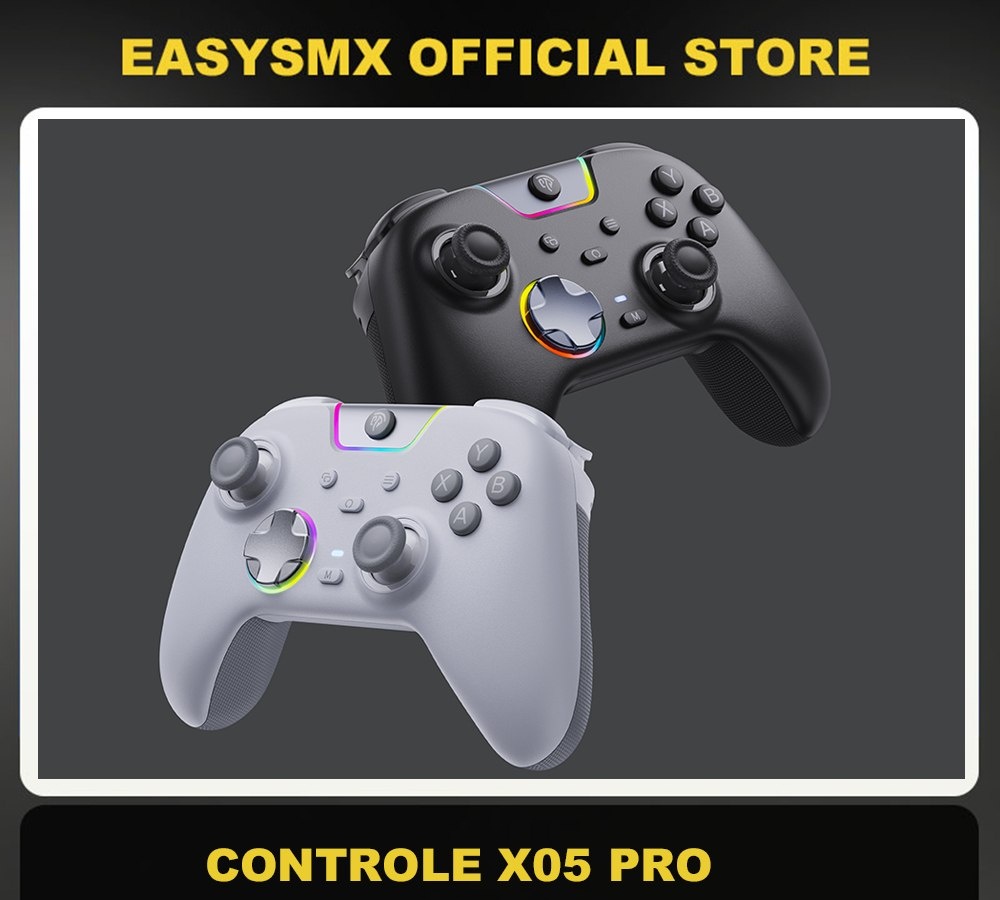 EasySMX x05 PRO Controle Sem Fio RGB, Analógicos Gatilhos Hall Effect