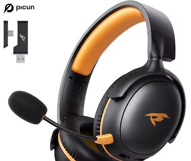 Headset Sem Fio 2.4GHz Picun-G3 Baixa Latência, Áudio Espacial 3D, ENC Mic