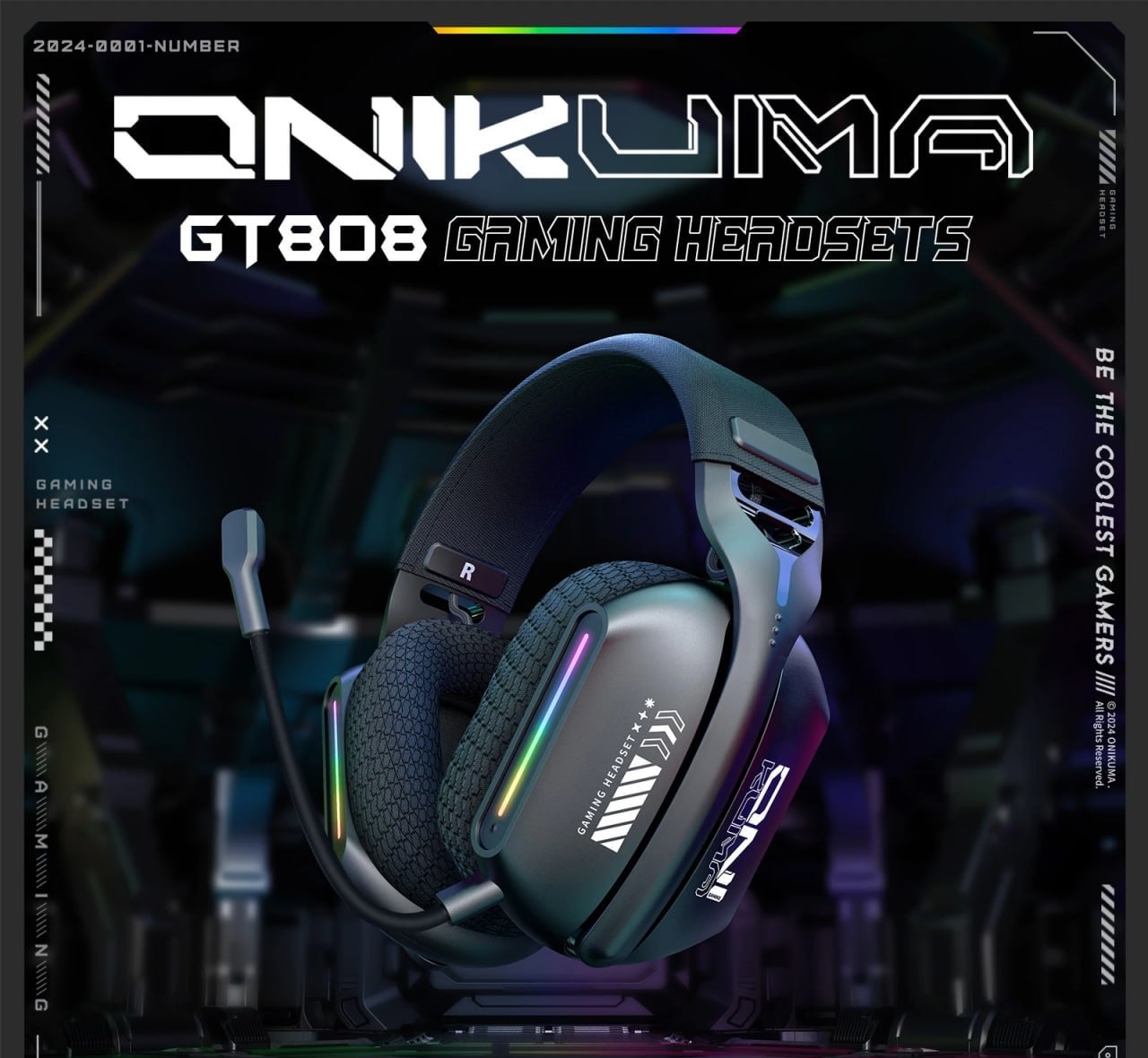 Headset Gamer Sem Fio Onikuma GT808 RGB