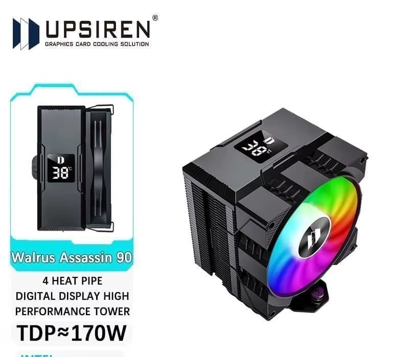AirCooler Upsiren Walrus Assassin 90, com tela de monitoramento