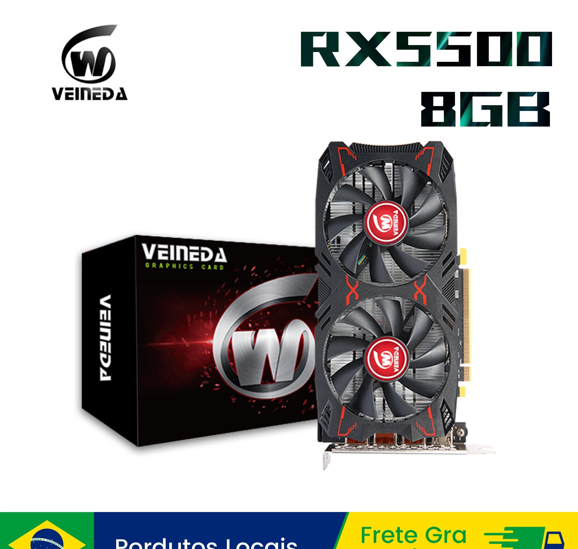 Placa de video RX 5500 8G com memória GDDR6 128 bits  RX5500