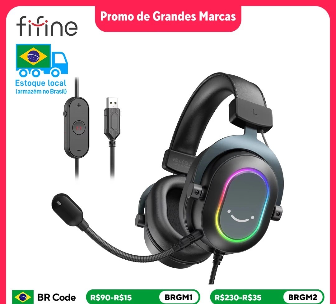 Headset Com fio FIFINE H6 RGB