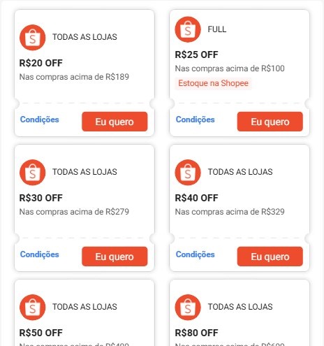 Novos Cupom Shopee atualizados