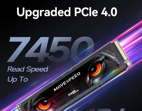 1TB Movespeed 7450 mbs ssd nvme m.2 2280 4tb 2tb 1tb disco rígido de estado sólido interno m2 pcie 4.0x4 2280 ssd unidade para ps5 computador portátil