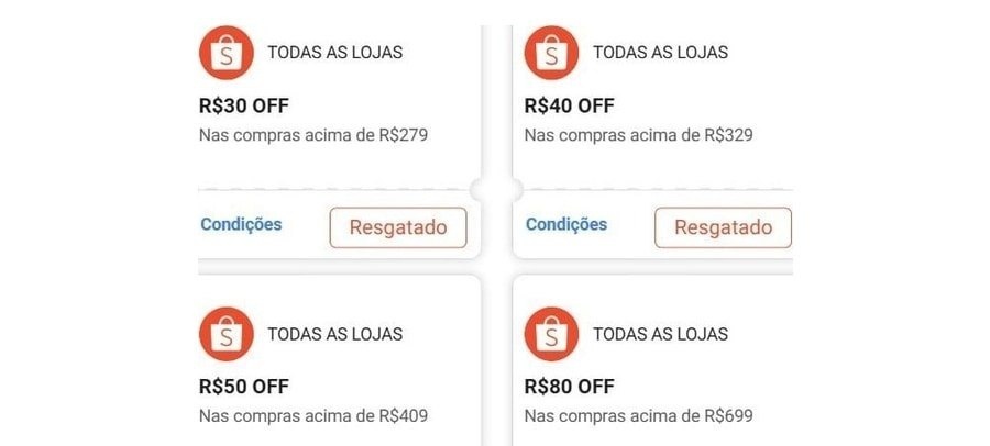 Resgate os cupons na página