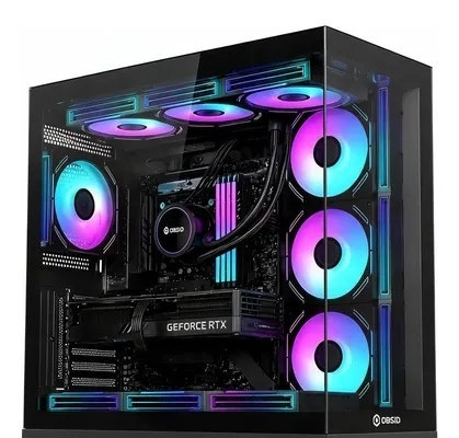 Gabinete Gamer Obsid Frame Preto Vidro Mid Tower S Fan Preto