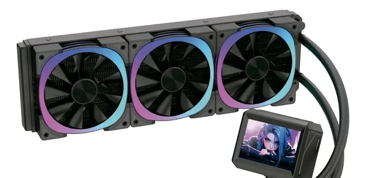 Water Cooler 360mm Rgb Lcd 3 Fans Argb Refrigeração Líquida Preto