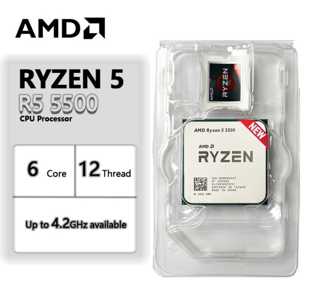 Processador AMD Ryzen 5 5500, 6-Core, 12-Threads, 3.6GHz 4.2GHz Turbo, Cache 19 MB, AM4 Novo SCaixa