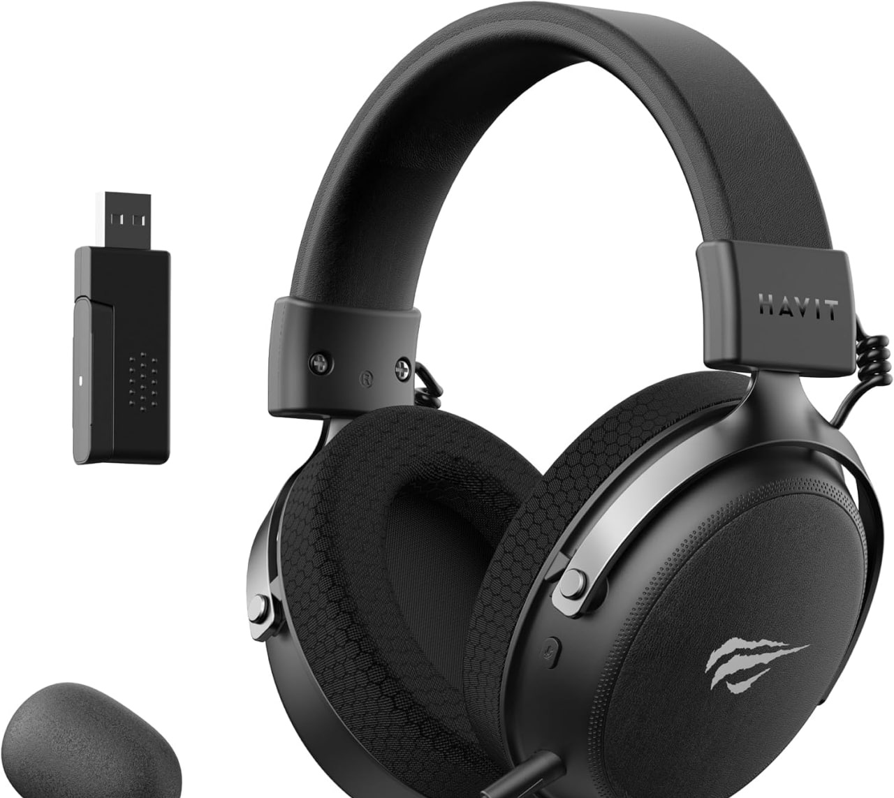 Fone de Ouvido Headset Havit H2015 Pro Black, 5 Modos de Conexão, 2.4GHz, Bluetooth, Cabo USB e 3,5mm