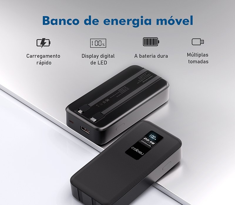 PowerBank Coibeu 10.000mAh 20.000mAh 23w Power Bank Carregador Smartphone Celular iPhone Samsung Android etc 10000 20000