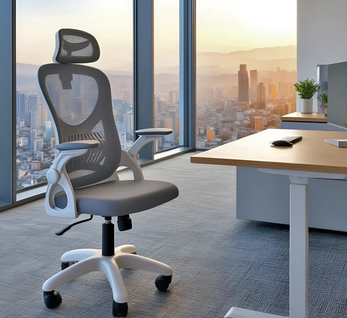 Cadeira De Escritório Columbus Presidente Ergonomica Cinza Mesh