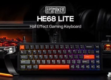 Teclado Magnético Epomaker He68 Lite, 65, Rgb com Fio, He 68 Lite