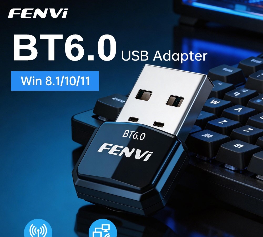 5x Adaptador USB Bluetooth 6.0 FENVI, Dongle para PC, Receptor de Áudio e Música, Transmissor USB para Windows 1110 7