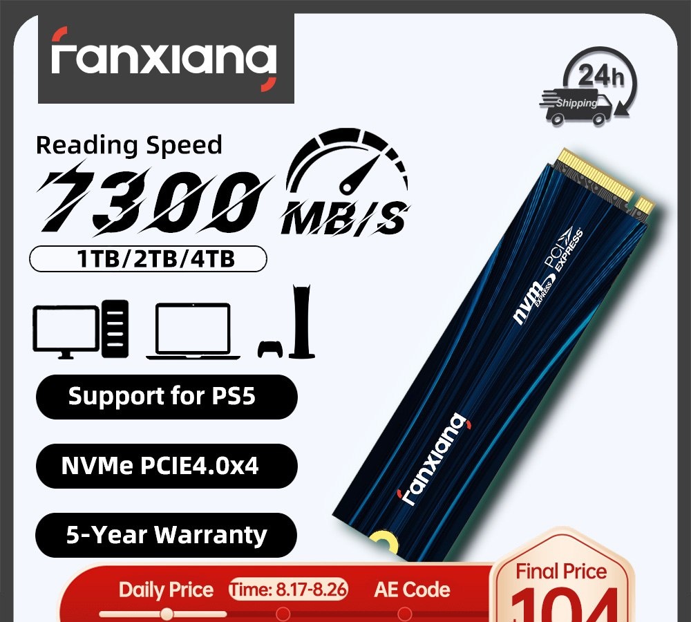 SSD Nvme Fanxiang, 500GB  1TB 7100 MBs Gen4 para PS5 e Laptop