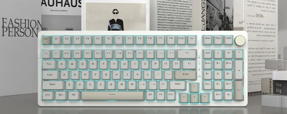 Teclado Mecânico Ajazz Ak992 Ice Blue Backlit Retrô