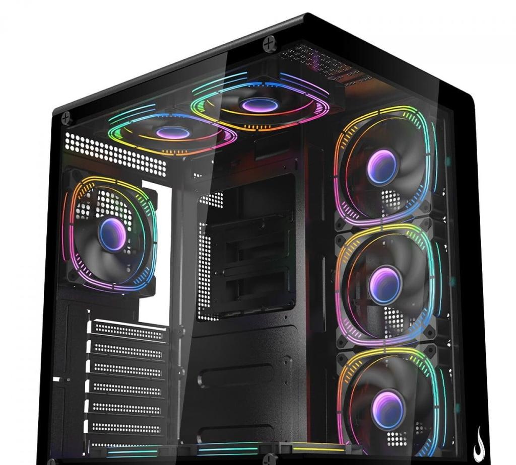 Gabinete Gamer Rise Mode Galaxy Glass X, Mid Tower, Vidro Temperado, mATX, Sem Fonte, Sem Fan, Preto, RM-GA-GGX-FB