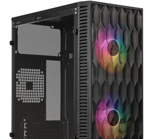 Gabinete Gamer TGT Jester V2 Rainbow Mini-Tower Lateral de Acrilico c2 Fans, Preto TGT-JSRV2-BKGF02