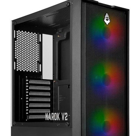Gabinete Gamer Mancer Narok V2, Rainbow, Mid-Tower, Lateral de Vidro, Com 3 Fans, Preto, MCR-NRK-V2