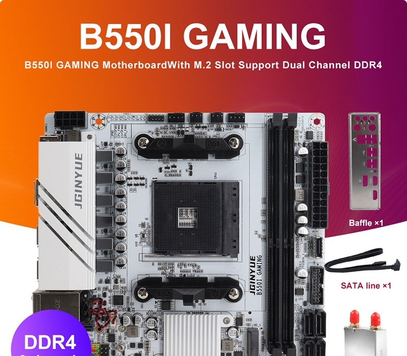 JINGYUE B550I GAMING Placa-mãe AM4 PCIe 4.0 Dual M.2 DDR4