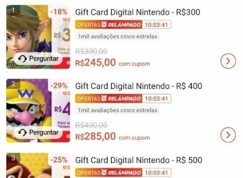 Gift Card com Desconto na Live no APP
