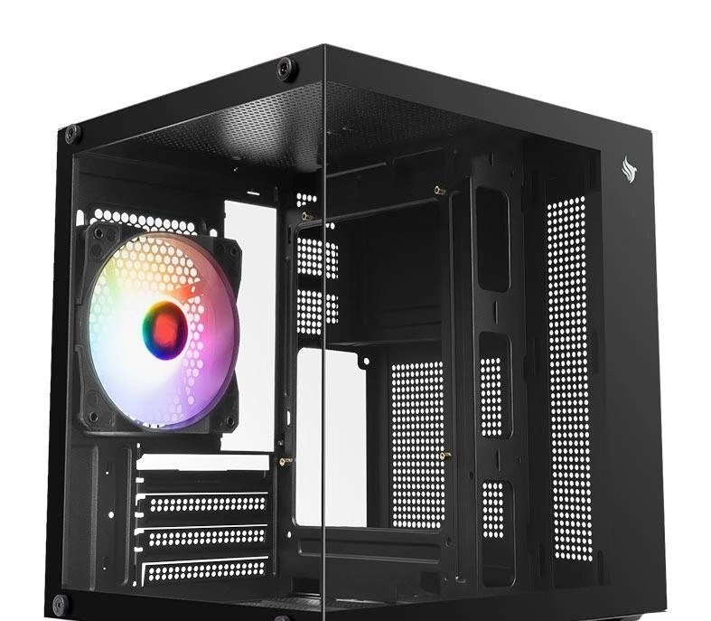 Gabinete Gamer Aquário Pichau Atom, Mini-Tower, Lateral de Vidro, Com 1 Fan, Preto