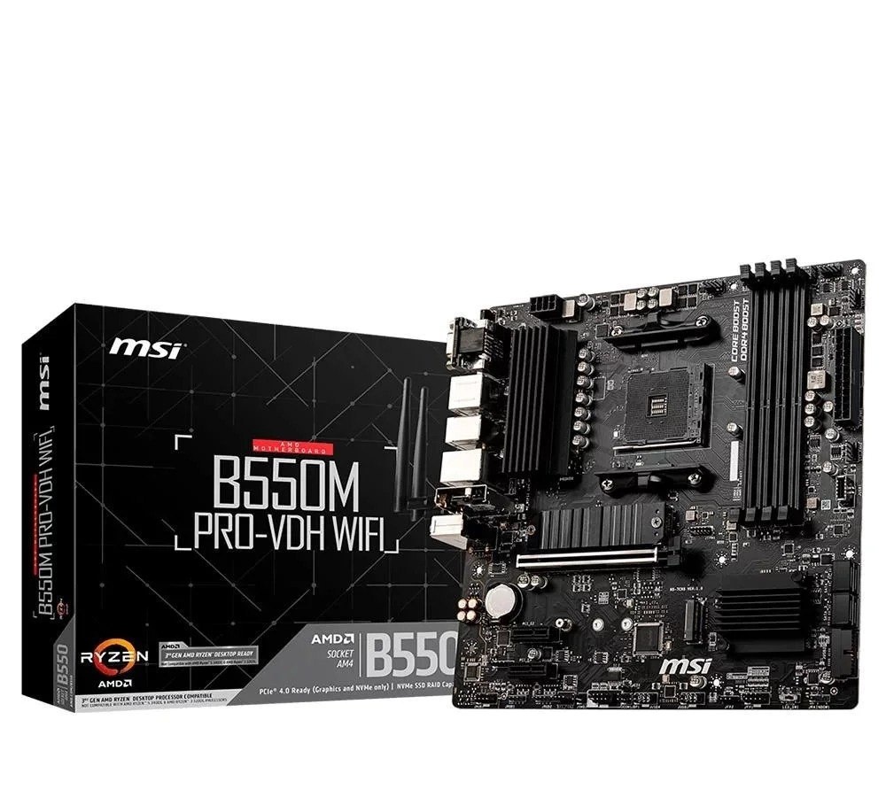 Wi-Fi Placa Mae MSI B550m Pro-vdh Wifi DDR4 Socket Am4 Cor Preto
