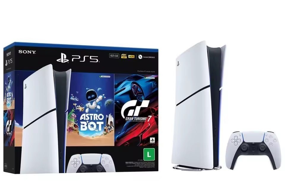 PlayStation 5 Edição Digital 825GB 1 Controle Branco  2 Jogos