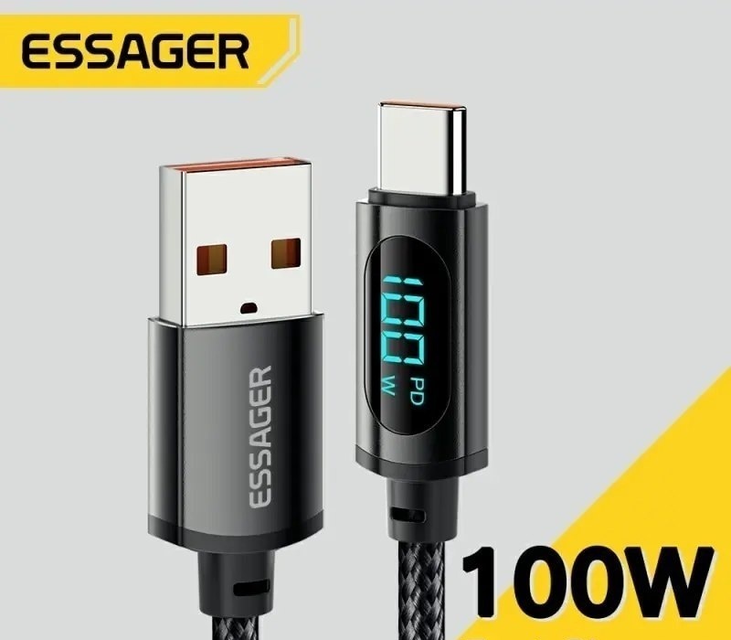 10x Cabo Essager USB Tipo C, Carregamento Rápido, Cabo de Dados, Cabo de Fio, Huawei, Honor, Xiaomi, Samsung, Super Charge, 100W 202192403