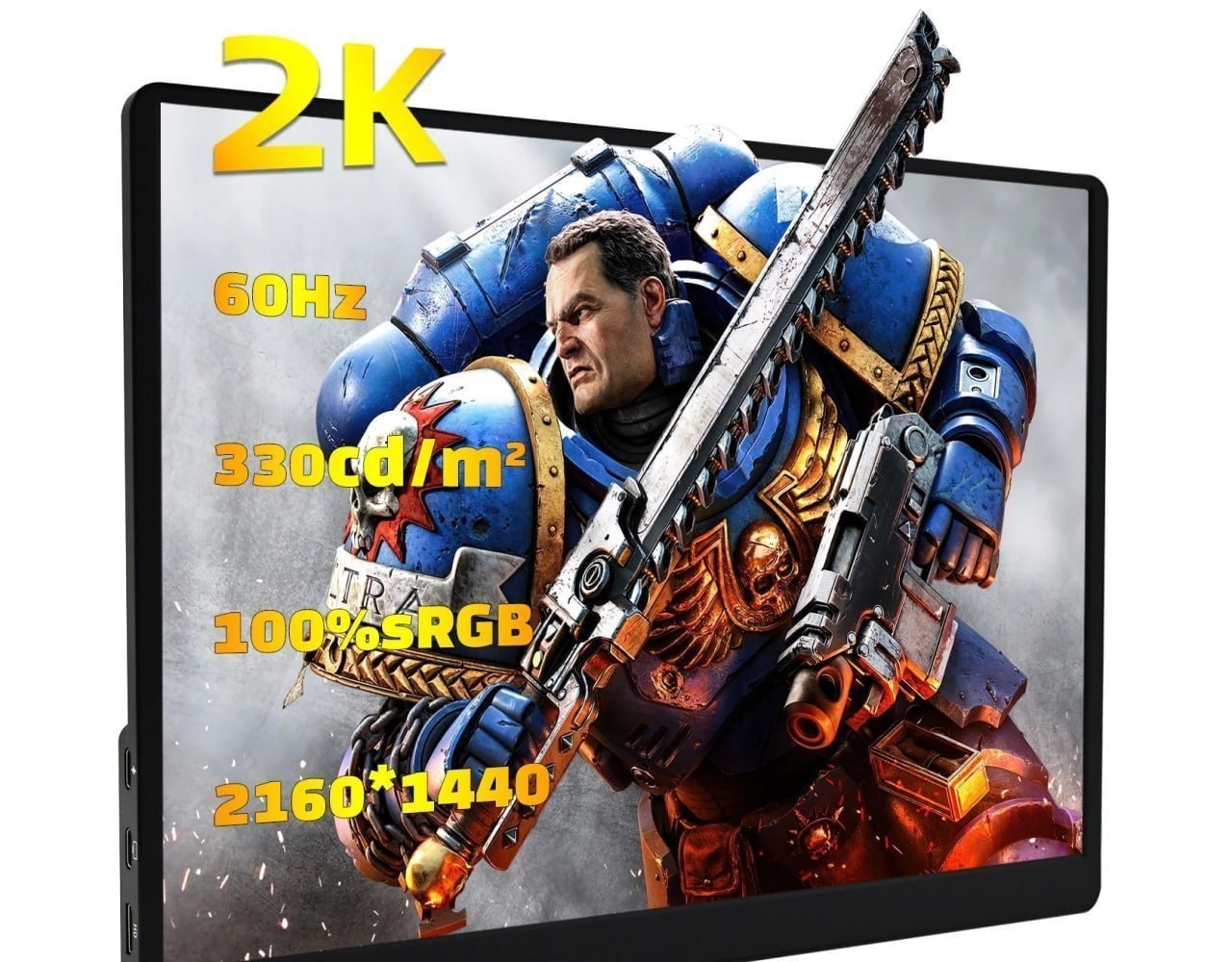 Monitor Portátil Zsus 2K de 14 Polegadas 21601440 60Hz Para Laptop, XBox, Ps45, Switch, Caixa de Tv, Celular e Pc