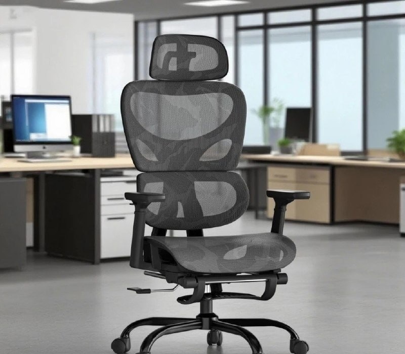 Cadeira De Escritório Ergonômica Com Apoio Lombar E De Pernas Assento Zero Gravity Cor Preto