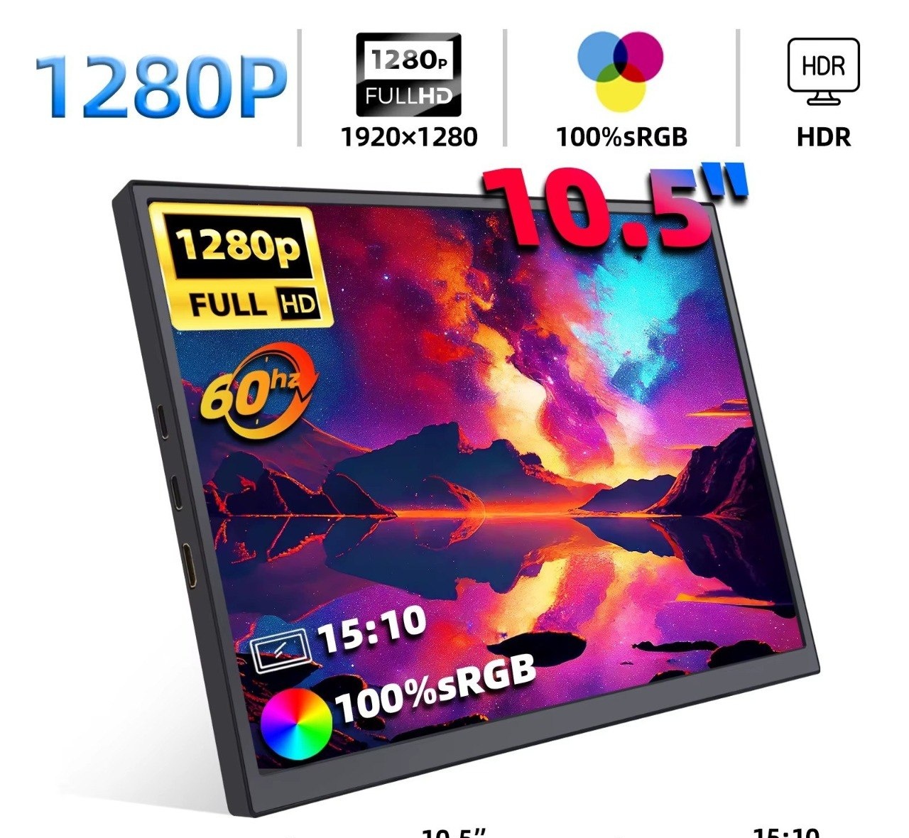 Tela portátil monitor Zsus 10.5 , 1280p, 60hz, resolução 1,920x1,280