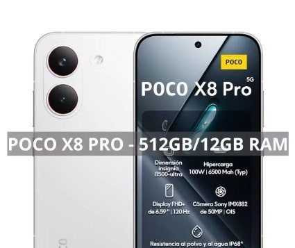 Poco X8 PRO 5G, 512GB12GB, MediaTek Dimensity 8500-Ultra, Bateria de 6500mAh, Câmera de 50MP, Versão Global