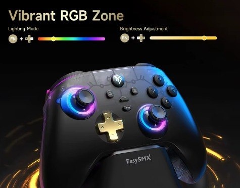 Controle Easysmx D05 com Dock Carregamento, RGB, Hall Effect