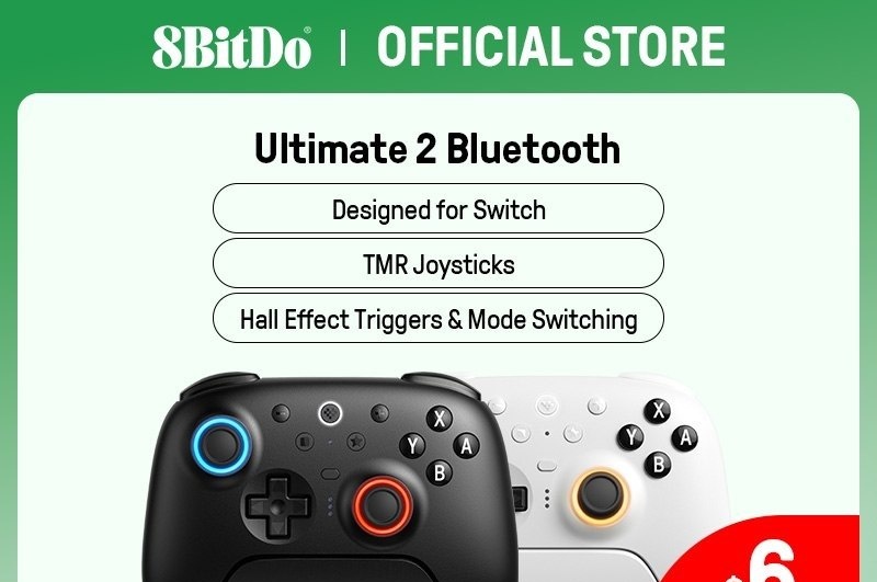 Controle 8BitDo Ultimate 2 Wireless com Dock, RGB, Joystick TMR, Motion Control, Trigger mode, sem fio, 1000mAh, trimode Bluetooth 2.4 usb-c, 1000hz, botões extras