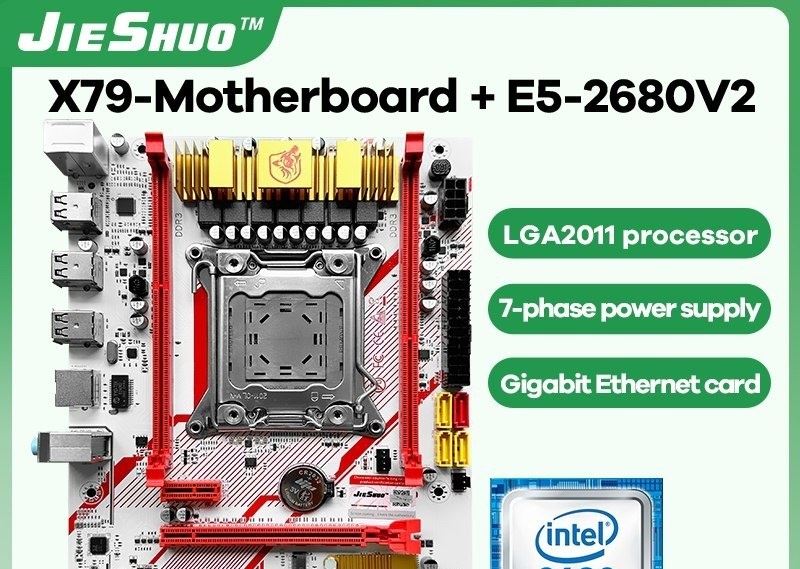 Placa Mãe x79HM Jieshuo x79-hm Xeon LGA 2011  2690 v2 ou 2680 v2