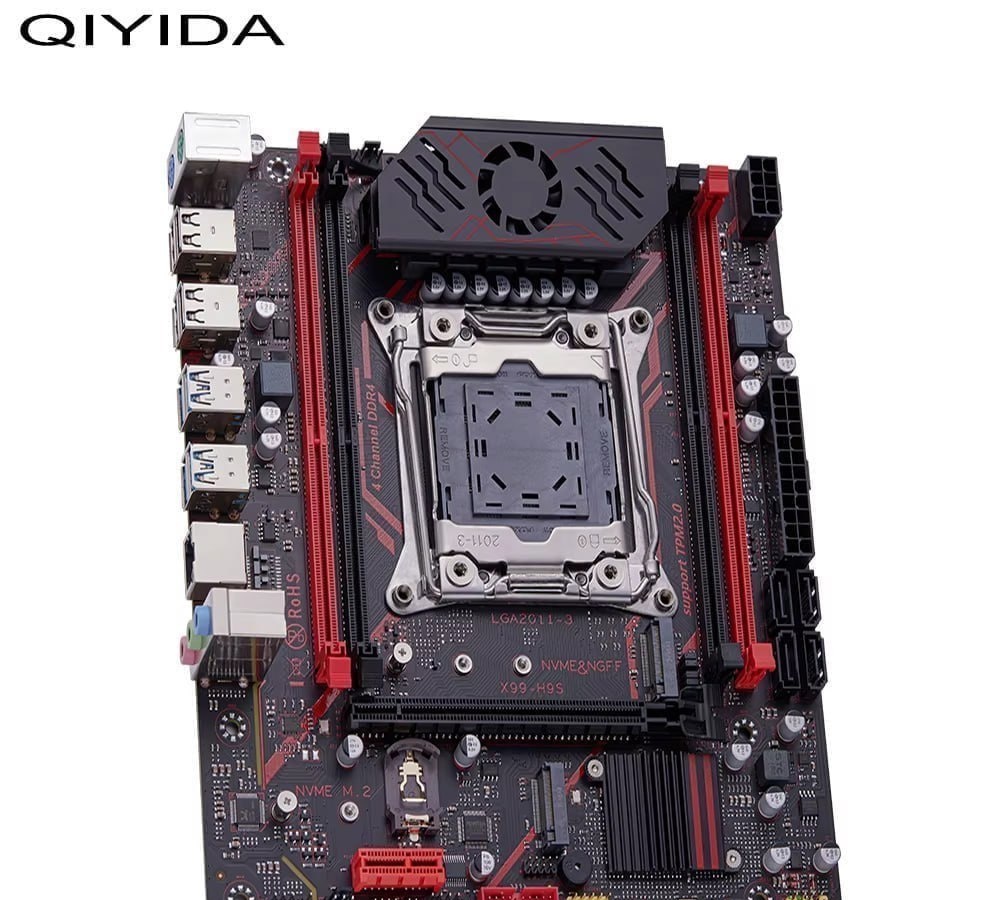 Placa Mãe Qiyida X99 H9S Quad Channel Chipset C612. Tem suporte ao TPM 2.0 da MSI