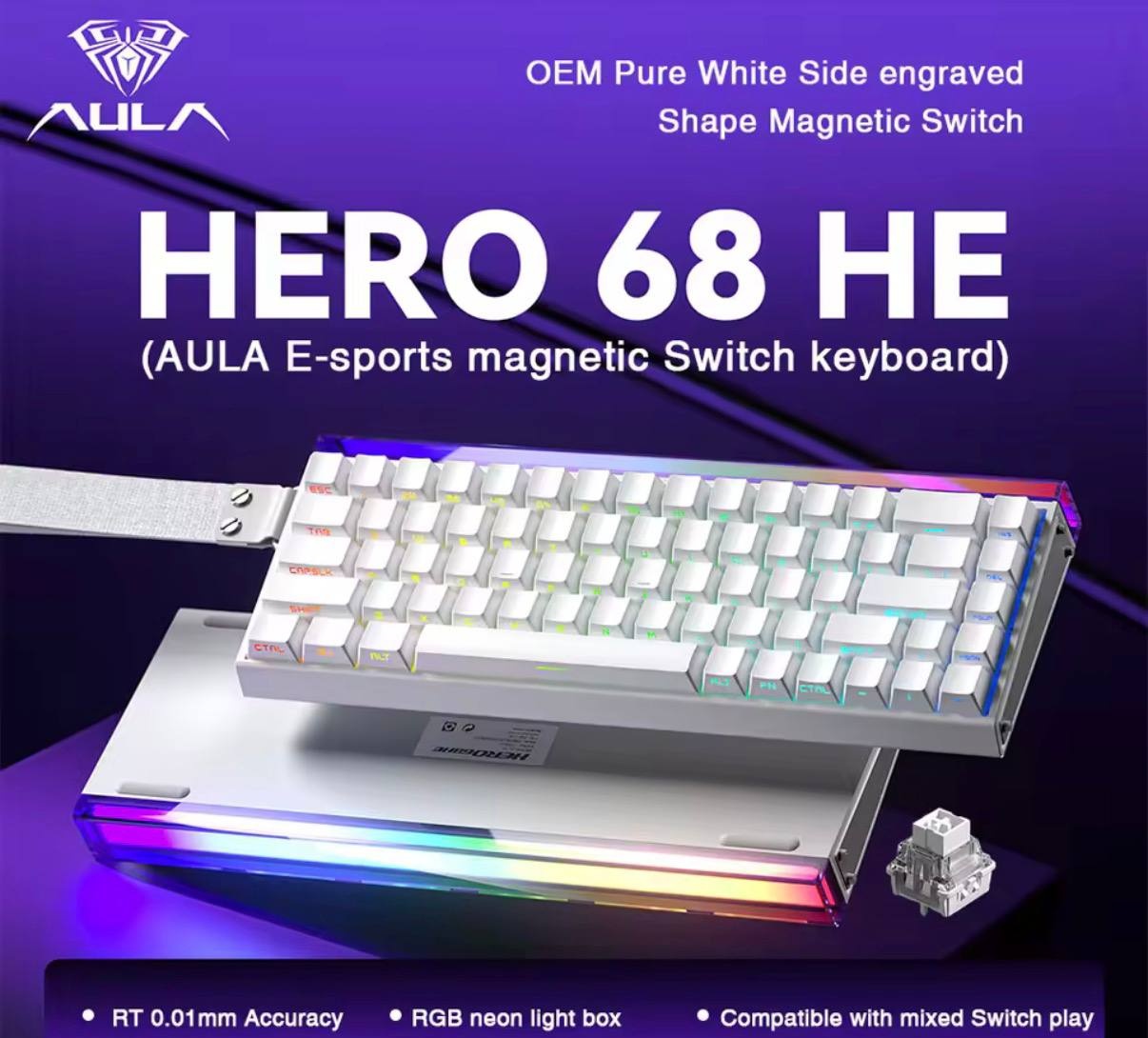Teclado Magnético Aula Hero 68HE White