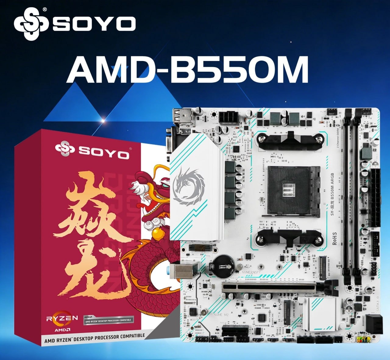 Placa mãe B550M Soyo White Argb 2x Nvme Pcie 4.0