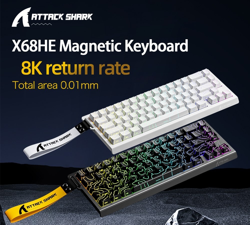 Teclado Magnético ATTACK SHARK X68HE preto com fio
