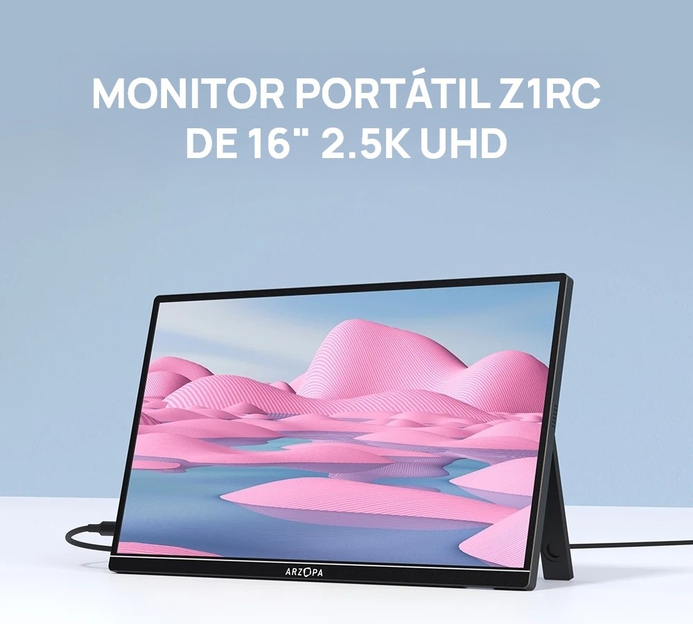 Monitor portátil ARZOPA  16 polegadas 2K 1610 IPS QHD 2560x1600 USB-C Z1RC